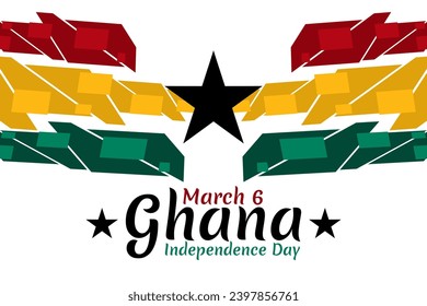 March 6, Independence Day of Ghana with national monument vector illustration. Suitable for greeting card, poster and banner.