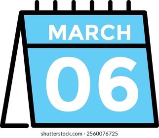 March 6 on calendar icon vector. Calendar vector icon. Deadline. Date.