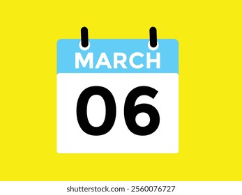 March 6 on calendar icon vector. Calendar vector icon. Deadline. Date.