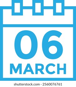 March 6 on calendar icon vector. Calendar vector icon. Deadline. Date.