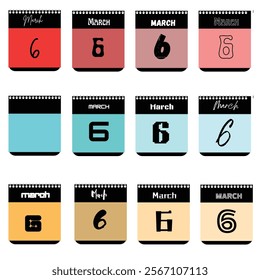 March 6th Calendar Designs: Typography Variations