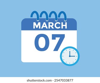 March 7 calendar icon Date Month calendar icon vector illustration
