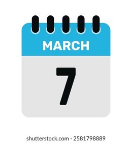 march 7 calendar icon reminder Vector month design Illustration.