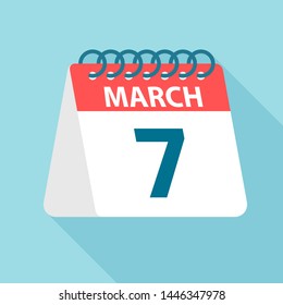 March 7 - Calendar Icon - Vector Illustration