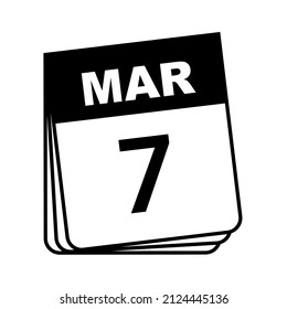 March 7. Calendar Icon. Vector Illustration. 