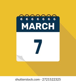 Marzo 7 Calendario Icono Ilustración vectorial con diseño