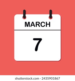 March 7. Daily Calendar icon for design. Simple design for business brochure, flyer, print media, advertisement. Easily editable.