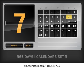 March 7 - Daily vector counter calendar - 365 days set 3
