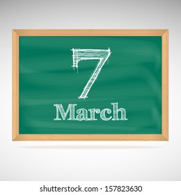March 7, day calendar, school board, date