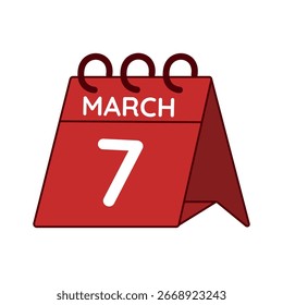march 7 desk calendar vector on white background
Vector red calendar flat icon