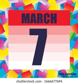 March 7 icon. For planning important day. Banner for holidays and special days. March 7th. Vector Illustration.