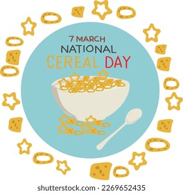 March 7 is National Cereal Day Vector illustration.