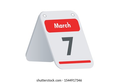 March 7th calendar icon. Day 7 of month. Vector illustration.