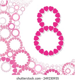 March 8 abstract background with hearts. Vector illustration.