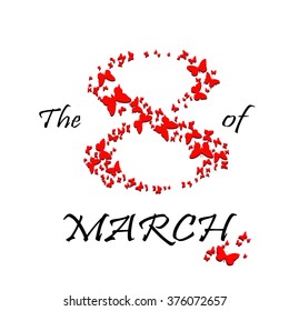 March 8 butterflies. vector illustration of the Women's Day.