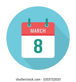 March 8 calendar icon flat. International Women's Day. World Kidney Day