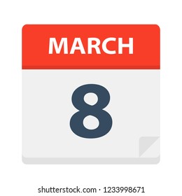 March 8 - Calendar Icon - Vector Illustration