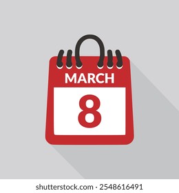March 8 Calendar icon vector illustration.
