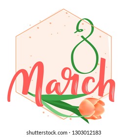 March 8 calligraphic illustration. 