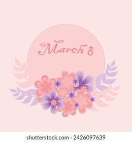 march 8 card with flowers,spring banner,vector illustration