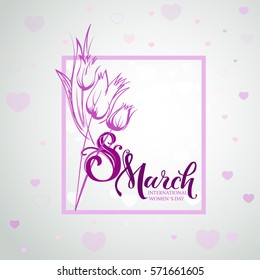 March 8 card with tulips, vector illustration can be used for greeting cards, invitations, web.