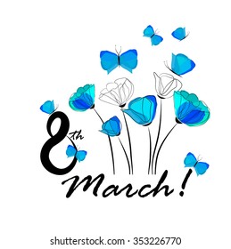 March 8 card. Vector