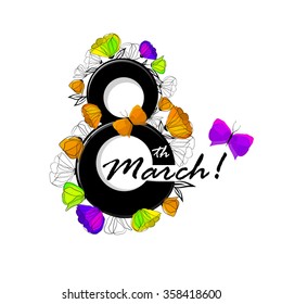 March 8 card. Vector. International Women's Day.