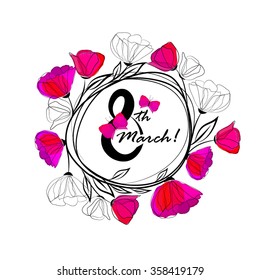 March 8 card. Vector. International Women's Day.