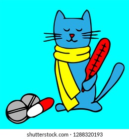 March 8 cat love disease thermometer pills vector image