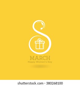 March 8 creative design. gift on Women's Day. March 8 design. Illustration