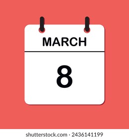 March 8. Daily Calendar icon for design. Simple design for business brochure, flyer, print media, advertisement. Easily editable.