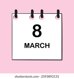 March 8. Daily Calendar icon for design. Simple design for business brochure, flyer, print media, advertisement. Easily editable.