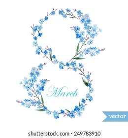 March 8, flowers, card, symbol, forget-me,