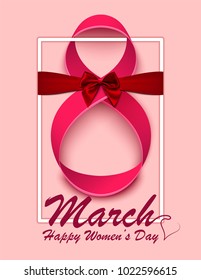 March 8 greeting card. Background template for International Woman's Day. Vector illustration