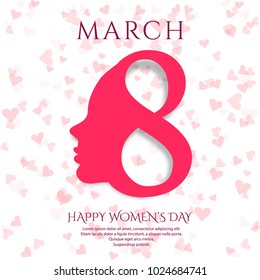 March 8 greeting card. Background for International Women's Day design