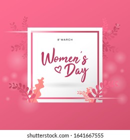 March 8 greeting card. Background template for International Women's Day.