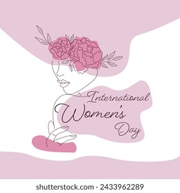 March 8 greeting card. Background template for International Women's Day. Vector illustration.