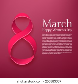 March 8 greeting card. Background template for  International Womans Day. Vector illustrational