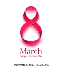 March 8 greeting card. Background template for  International Womans Day. Vector illustration