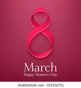 Tarjeta de felicitación del 8 de marzo. Plantilla de antecedentes para el Día Internacional de la Mujer. Ilustración del vector