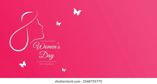 March 8 greeting card. Background template for International Women's Day. Vector illustration.