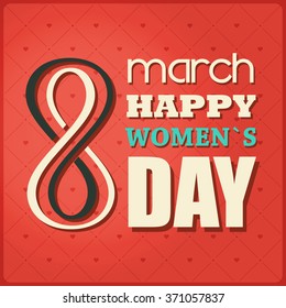 March 8 greeting card. Decorative background with 8 march happy women`s Day. Vector illustration