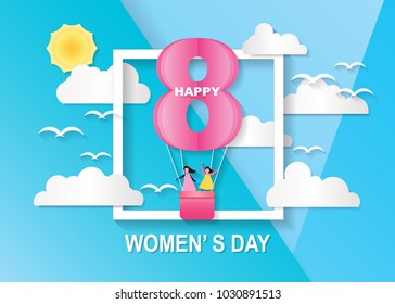 March 8 greeting card / Happy Women's Day celebrations concept / Happy Women's Day greeting card, gift card.