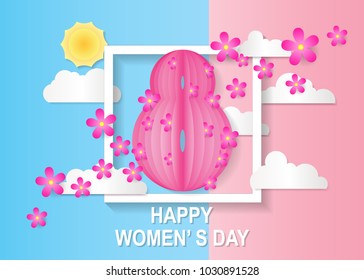 March 8 greeting card / Happy Women's Day celebrations concept / Happy Women's Day greeting card, gift card.