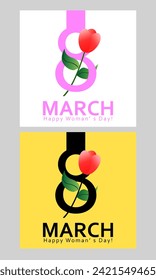 March 8 greeting card for International Women's Day. Paper cut flowers. Vector illustration.