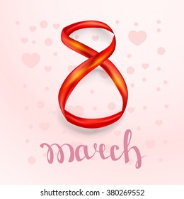 March 8 greeting card for international womans Day. Vector illustration