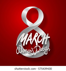 March 8 greeting card. International Womans Day. vector. red background art