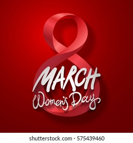 Tarjeta de felicitación del 8 de marzo. Día Internacional de la Mujer. vectorial. arte de fondo rojo