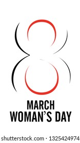 March 8 Happy womans day lettering greeting card.