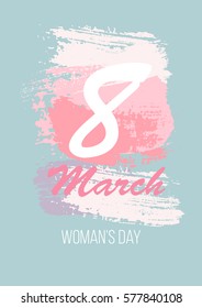 March 8 Happy womans day greeting card. Vector illustration EPS10.